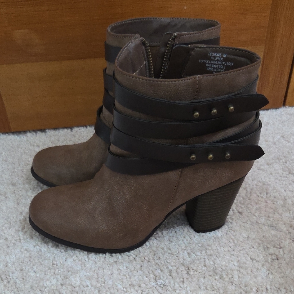 Madden Girl Tan and Black Heeled Boots